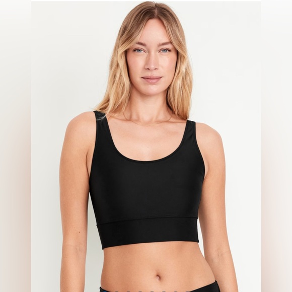 Old Navy Other - 🆕 Old Navy Women’s Matte Longline Scoop Neck Swim Top Wide Strap Black L 12-14